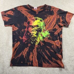 Vintage Star Wars Chewbacca Tee Shirt Mens Large Black Tie Dye Knit Cotton